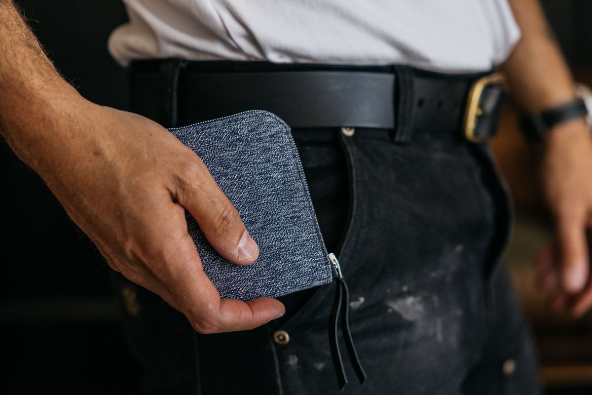 Textile Wallet Textile Universal Zip Wallet - Indigo Salt and Pepper – Tanner Goods
