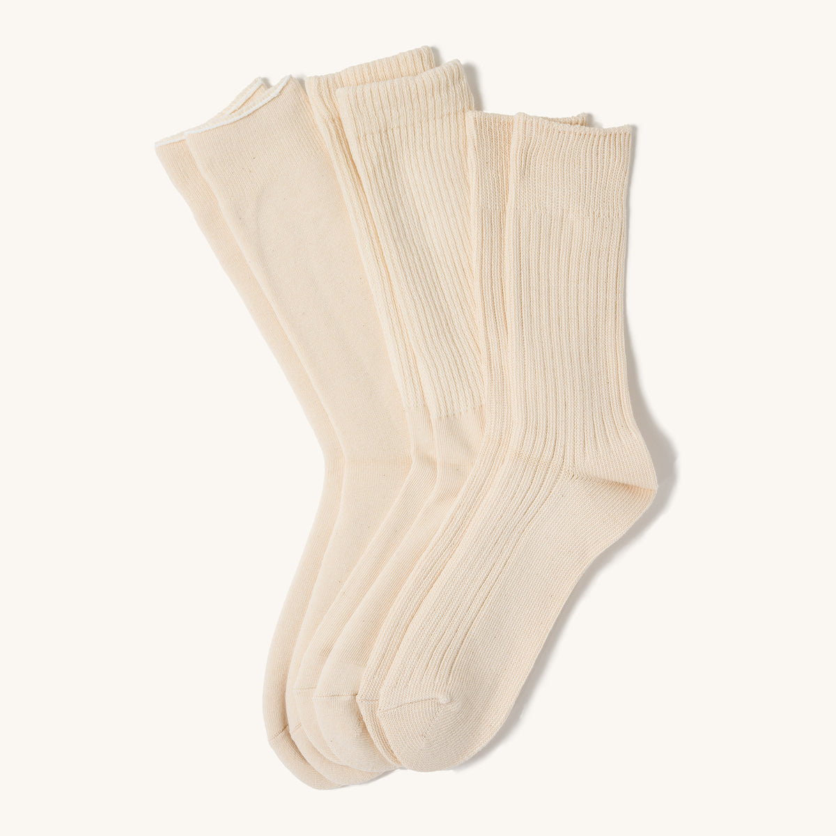 Organic Daily 3 Pack Crew Socks - Ecru