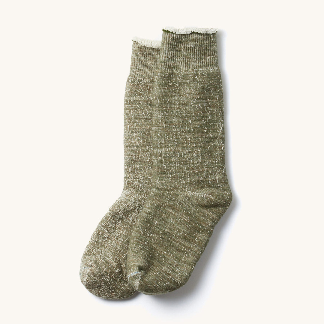 Double Face Crew Socks - Army Green