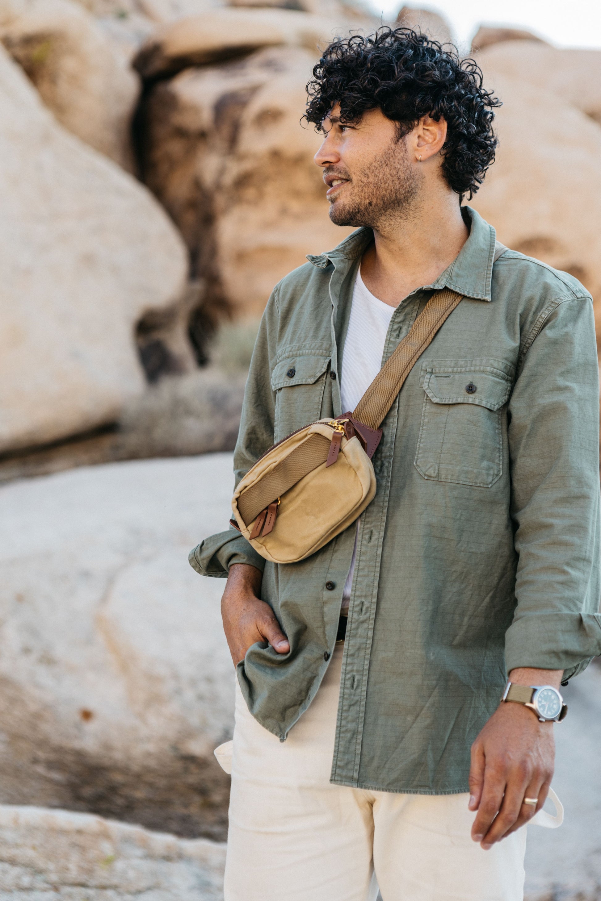 Canyon Crossbody Mini Utility Tan Waxed Canvas Tanner Goods