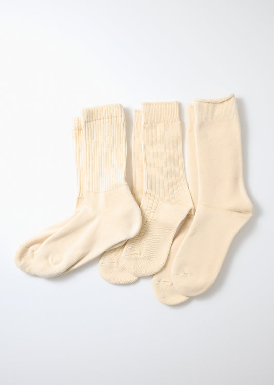 Organic Daily 3 Pack Crew Socks - Ecru