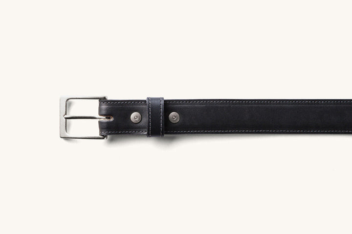 black dress belt with stainless buckle
