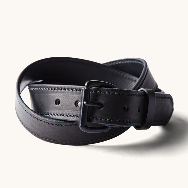 Tanner Black Leather Calf Hair Belt Tanner Goods Standard Belt - Black/Stainless – Berkeley Supply main image 3